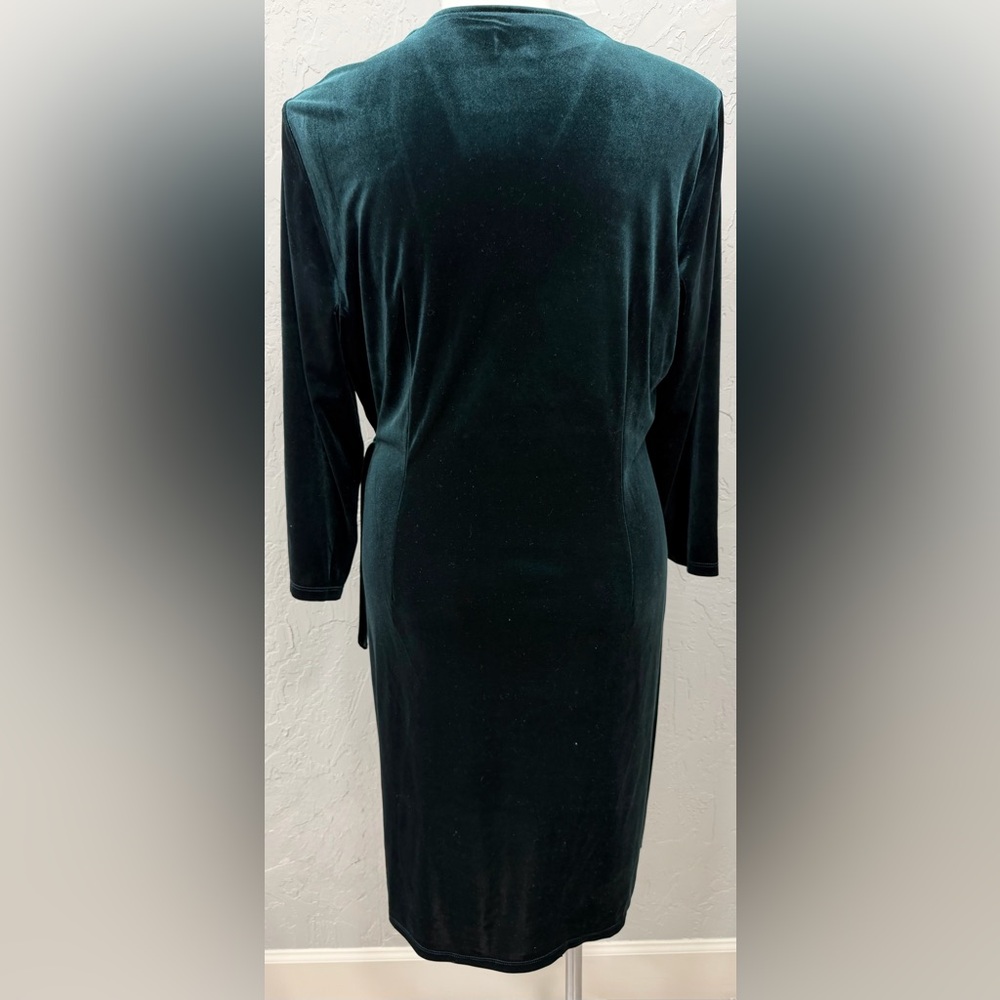 Anne Klein Green Velvet Wrap Dress Long Sleeve Midi Party Holiday Dress XXL - Picture 2 of 3